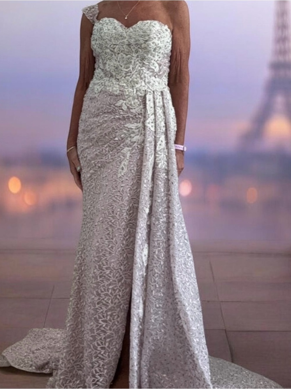 Catwalk Couture Lilac  (lavender) Lace Embellished Evening Gown 6